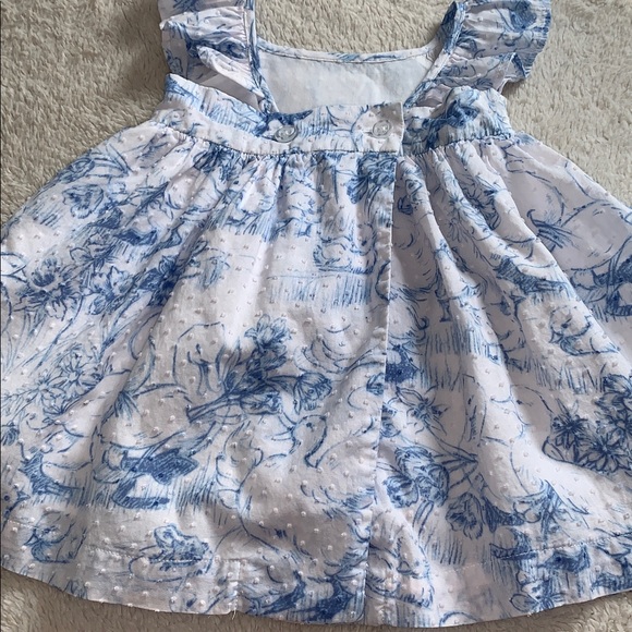 GAP Blue & White Wrap Dress 6-12M Ducks and Floral Print - Picture 8 of 14